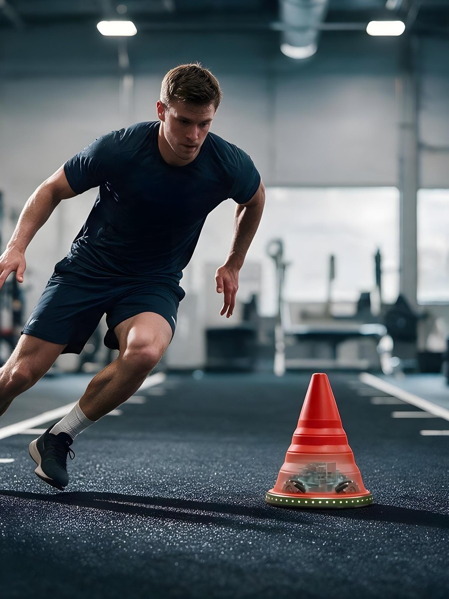 An athlete cutting past the unit during individual training